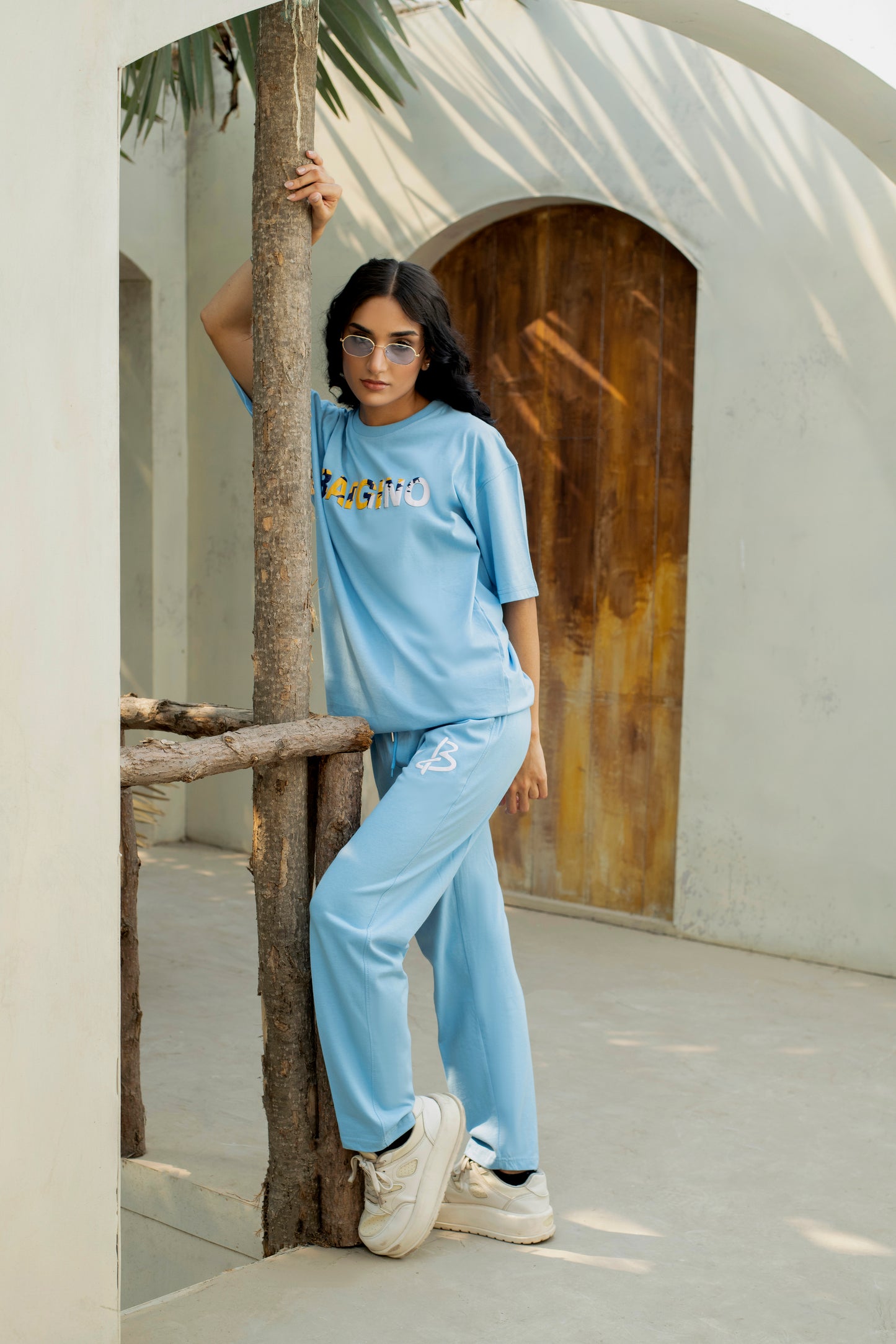 Airy Sky Blue, Pure Cotton Co-ord Set - F