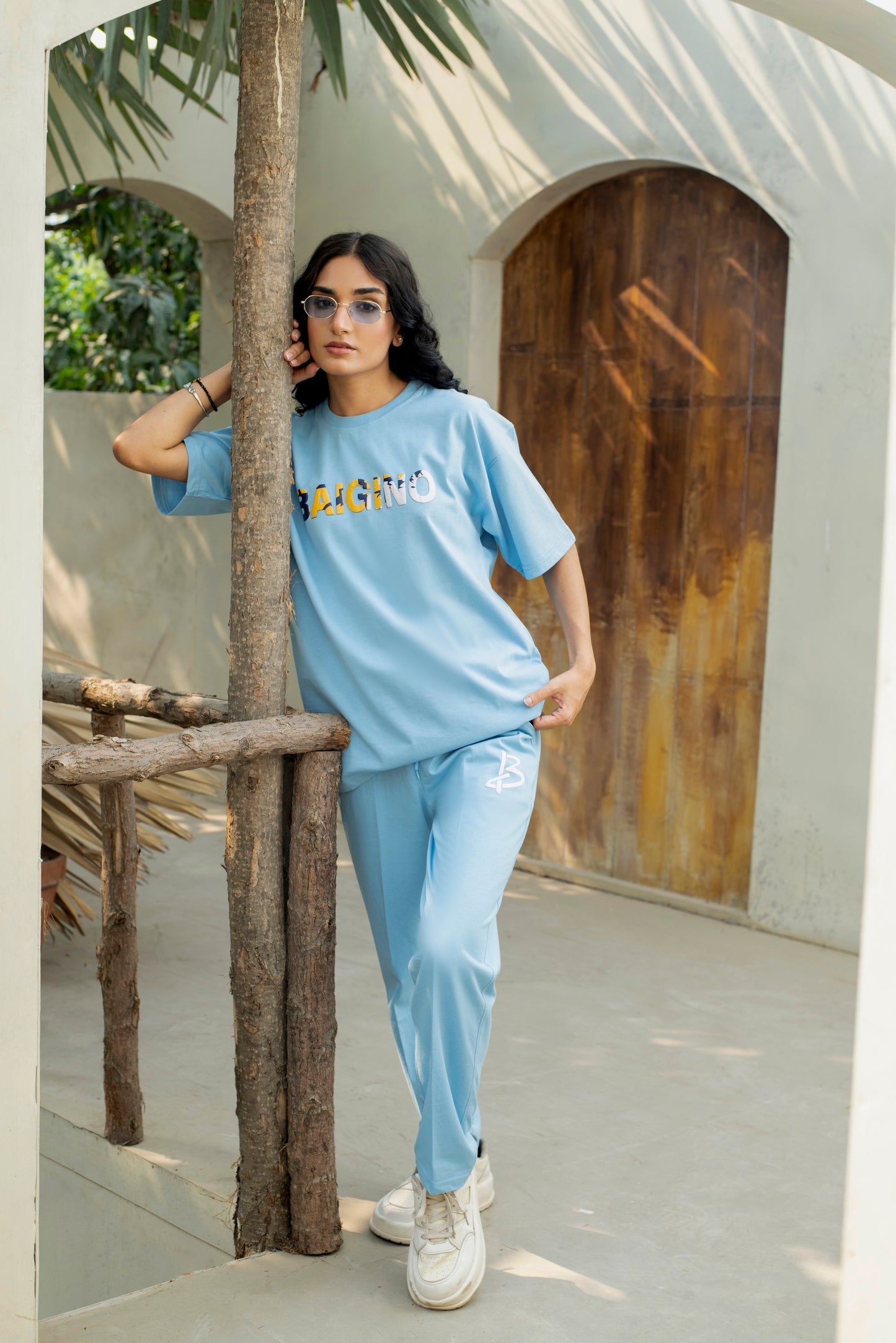 Airy Sky Blue, Pure Cotton Co-ord Set - F