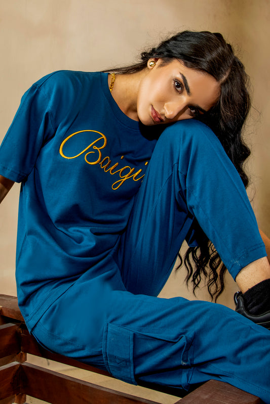 Sailor Blue, Pure Cotton Co-ord Set - F