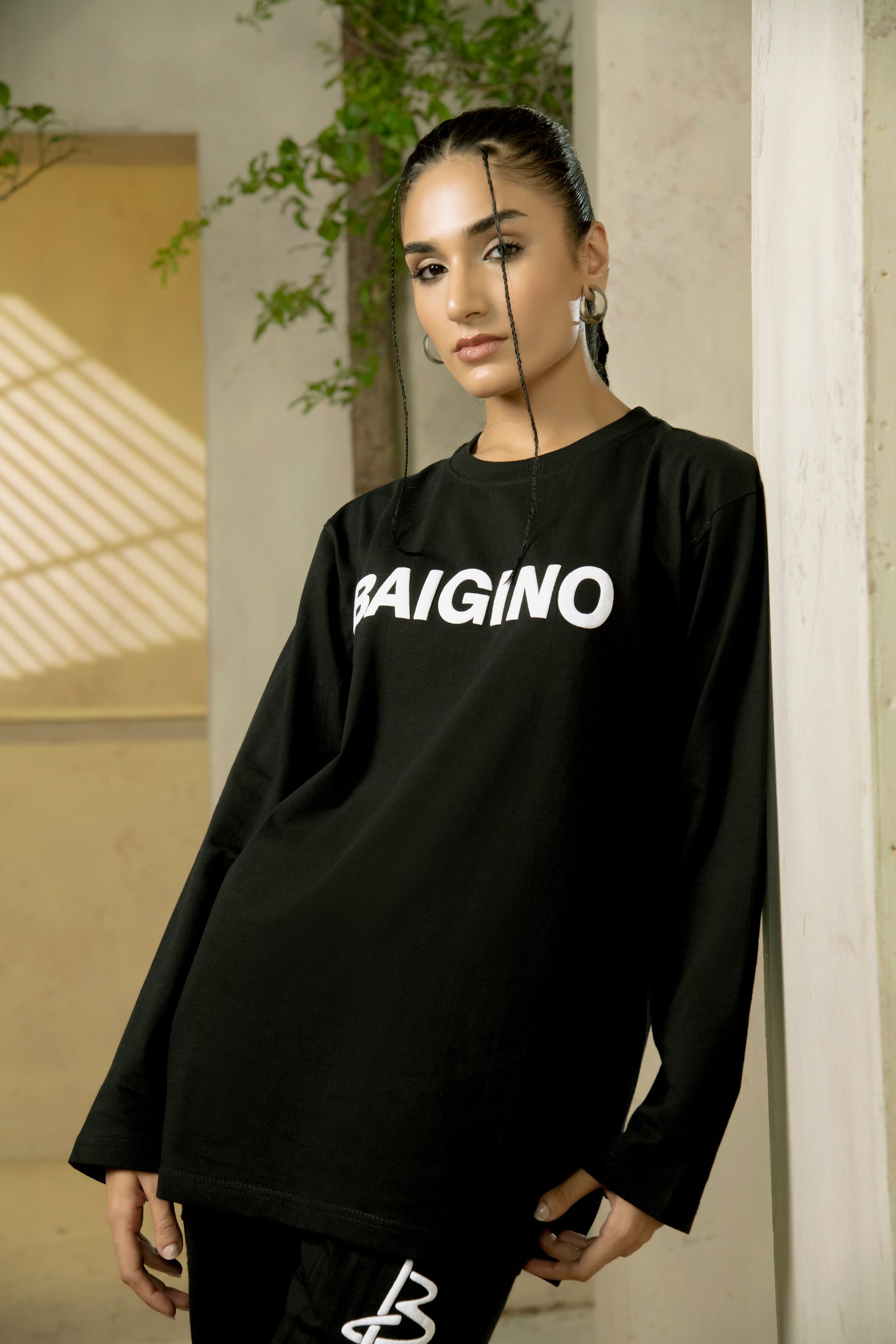 Jet Black, 100% Cotton Full Sleeves Co-ord Set - F