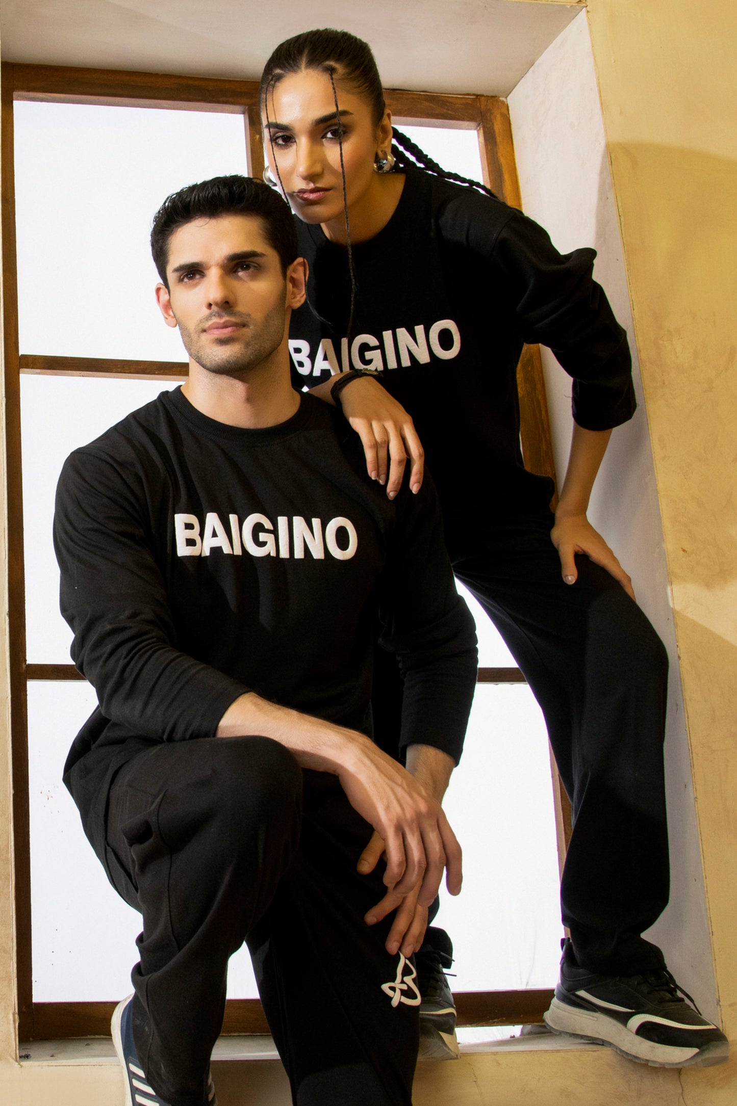 Jet Black, 100% Cotton Full Sleeves Co-ord Set - F