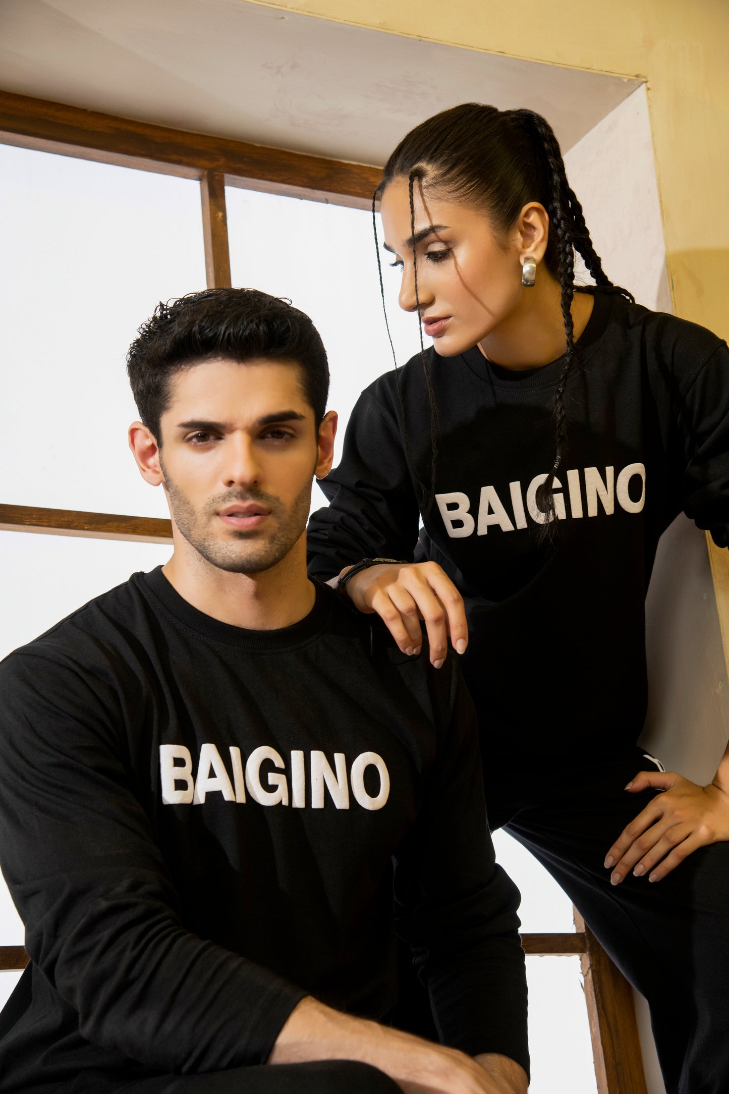 Jet Black, Pure Cotton Full Sleeves Co-ord Set - F