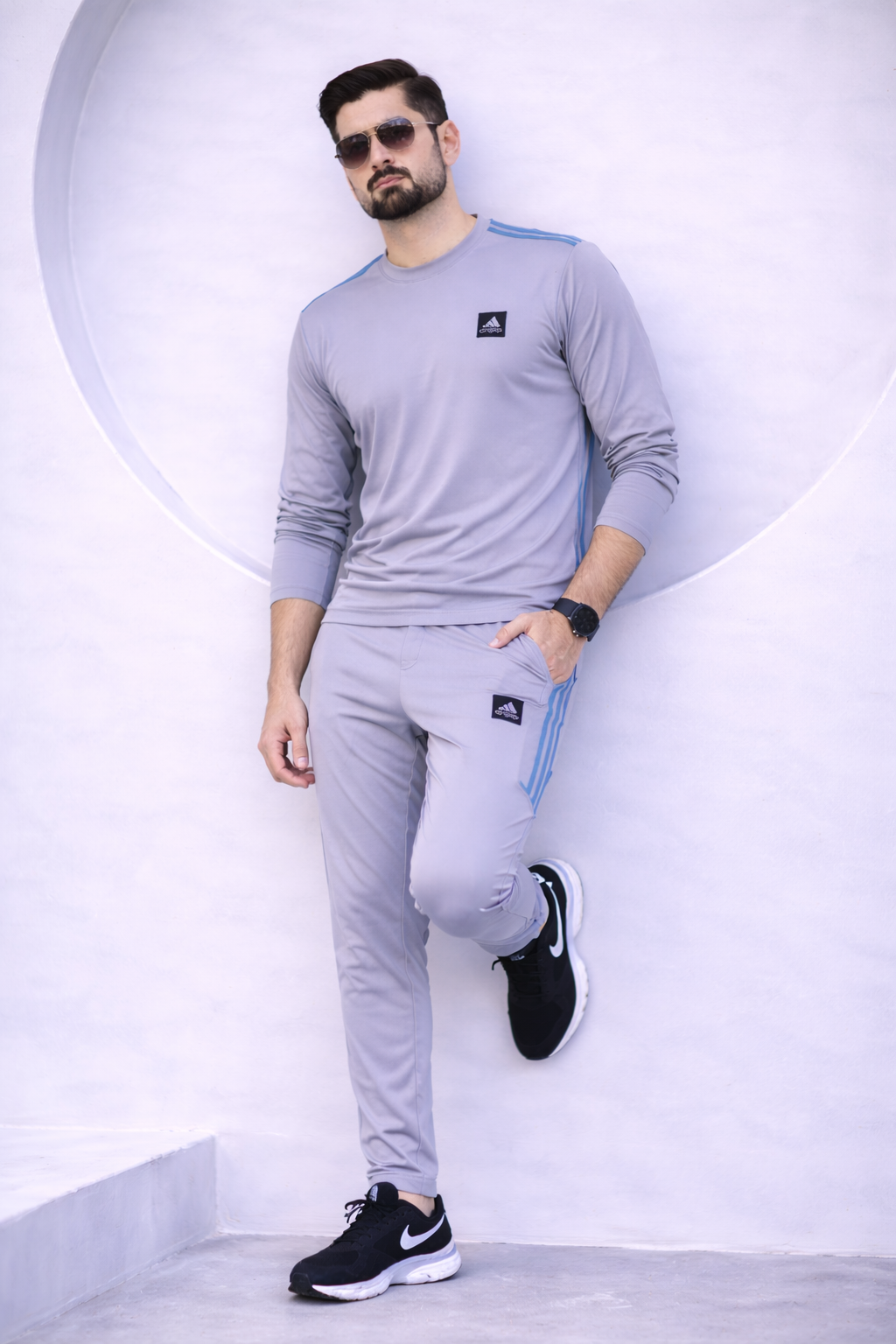 ADI Gray Full Sleeves Ultra Soft Dri-Fit Tracksuit