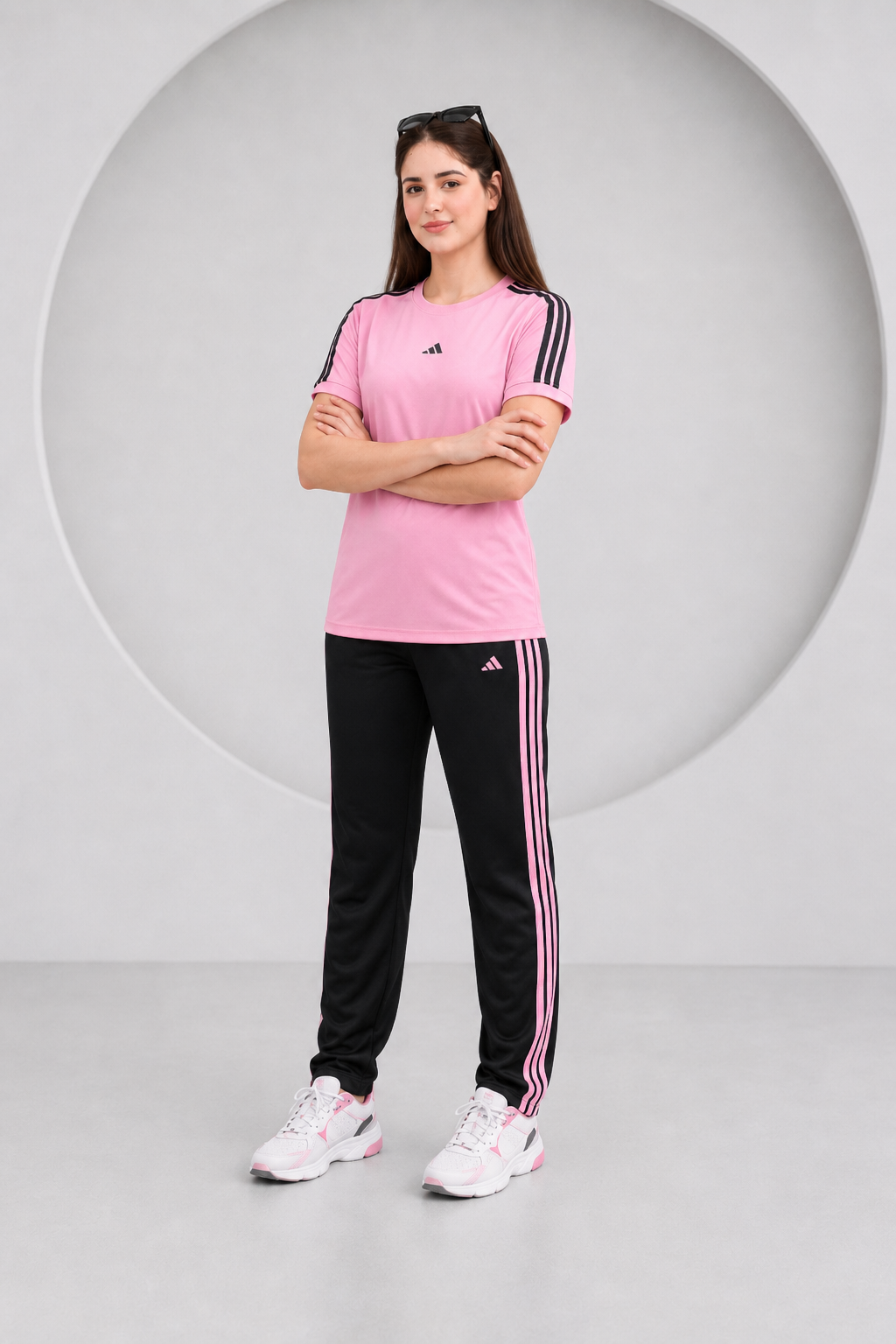 Adi Pink and Black Ultra Soft Dri-Fit Tracksuit - F