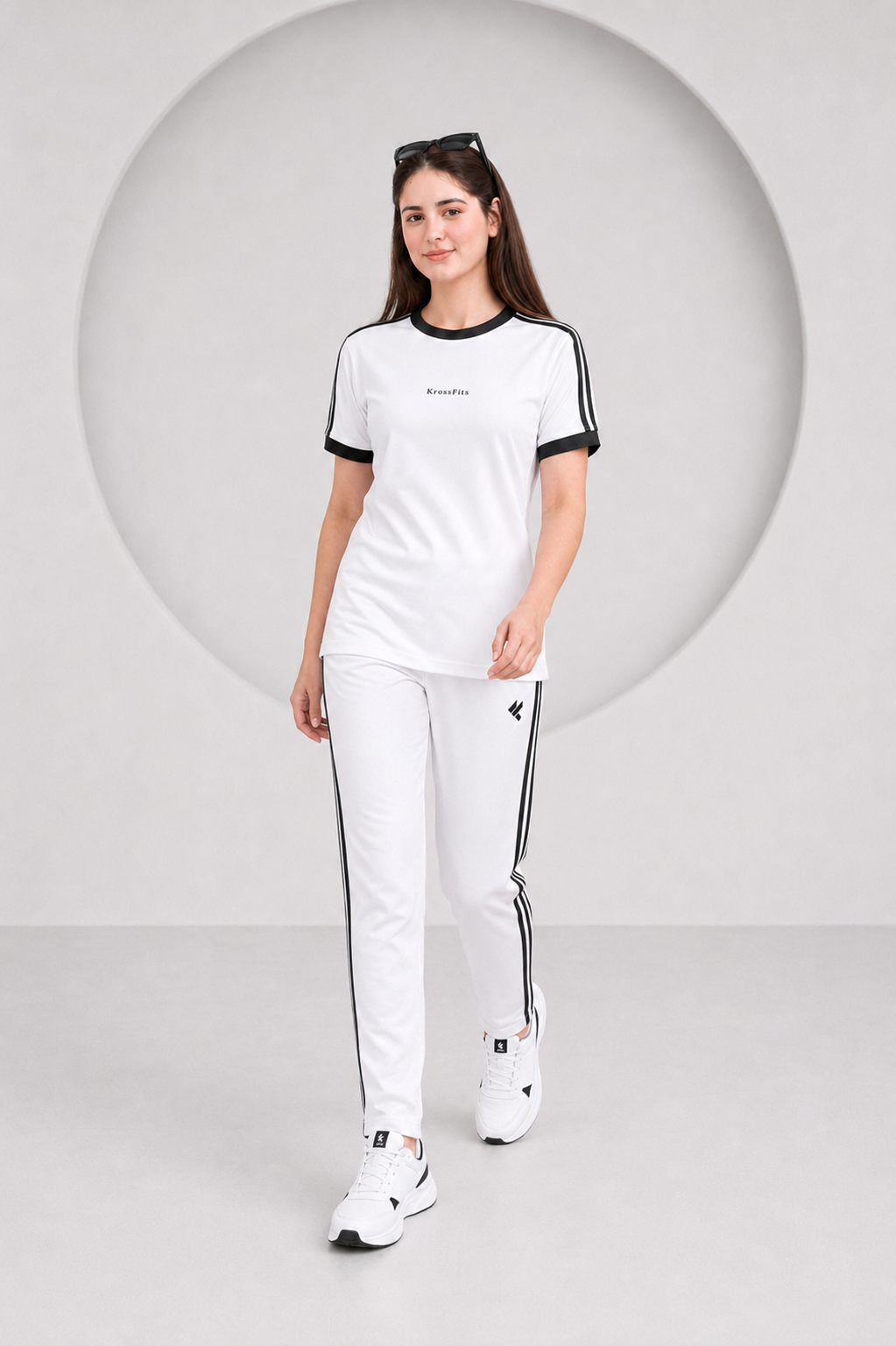 KF White with Black stripes Ultra Soft Dri-Fit Tracksuit - F