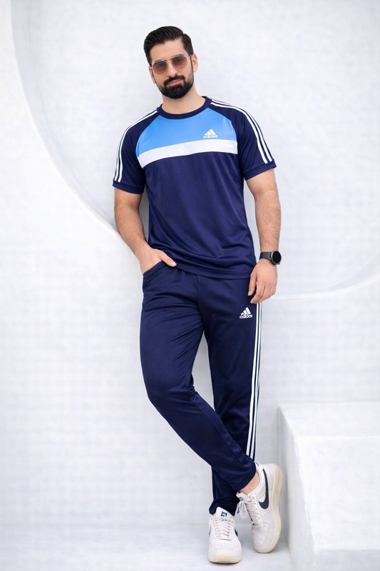 ADI Sky Blue White & Navy Blue Dri-Fit Tracksuit