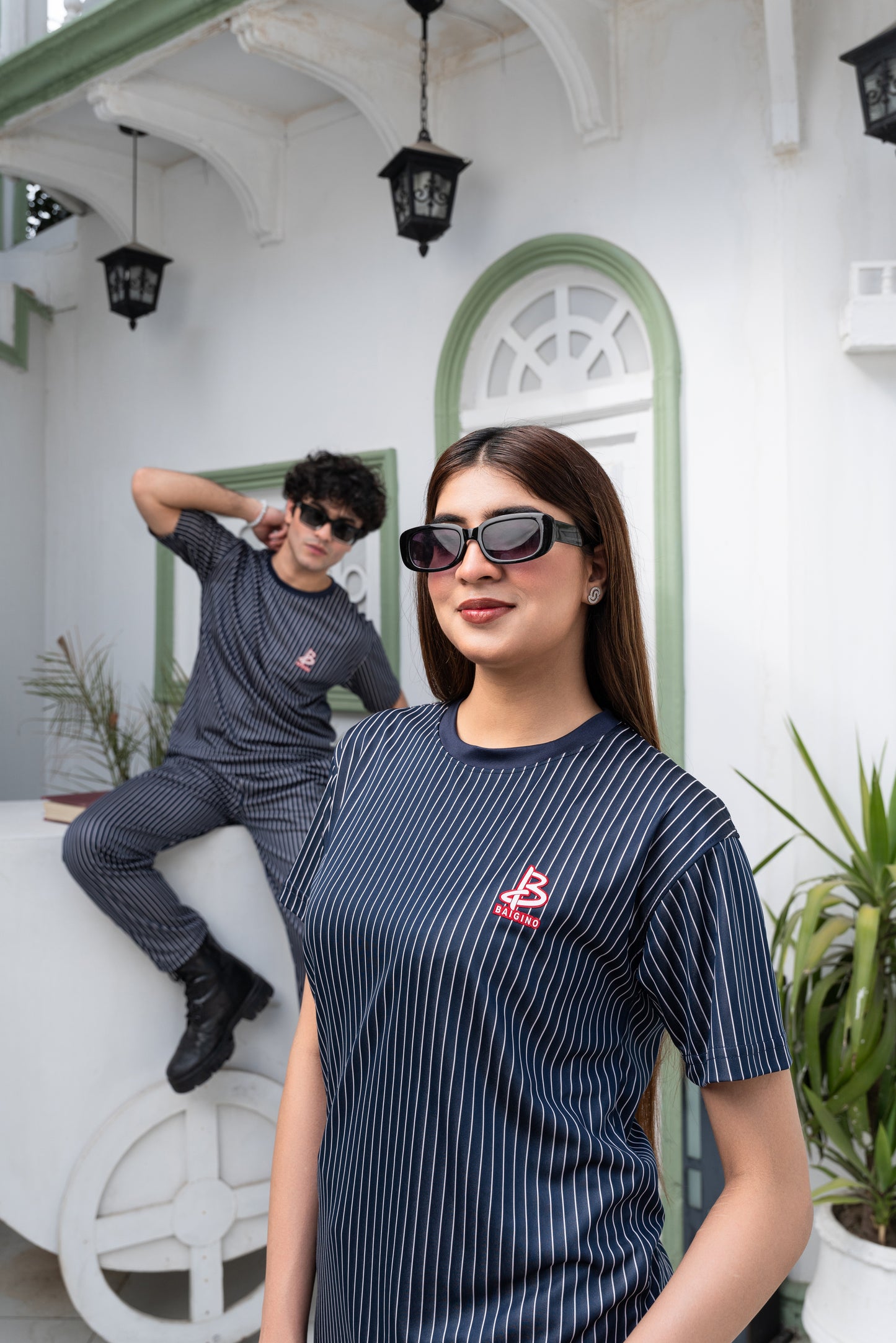 Baigino Navy Blue Streak Co-ord Set - F