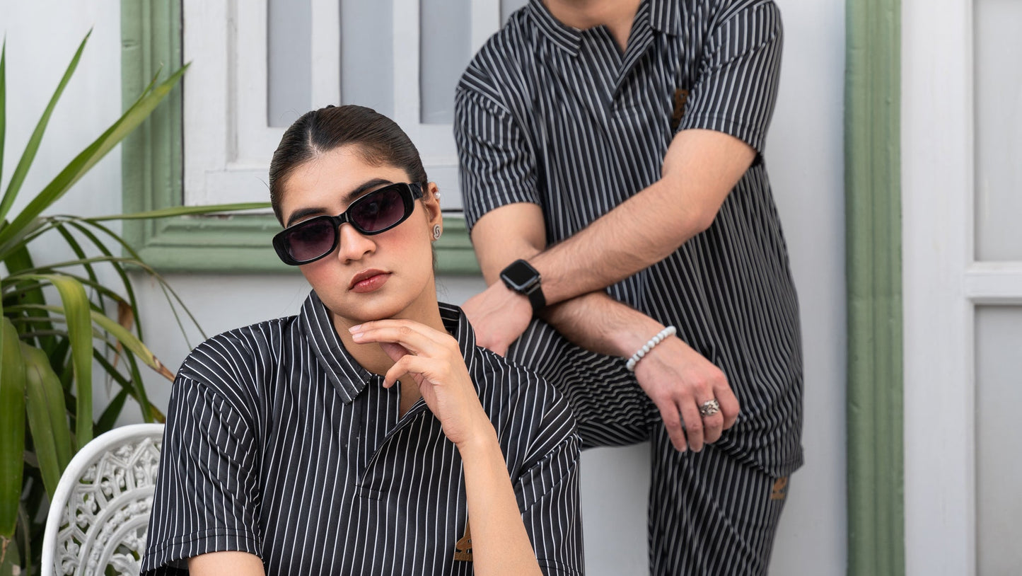 Baigino Black Streak Co-ord Set - F