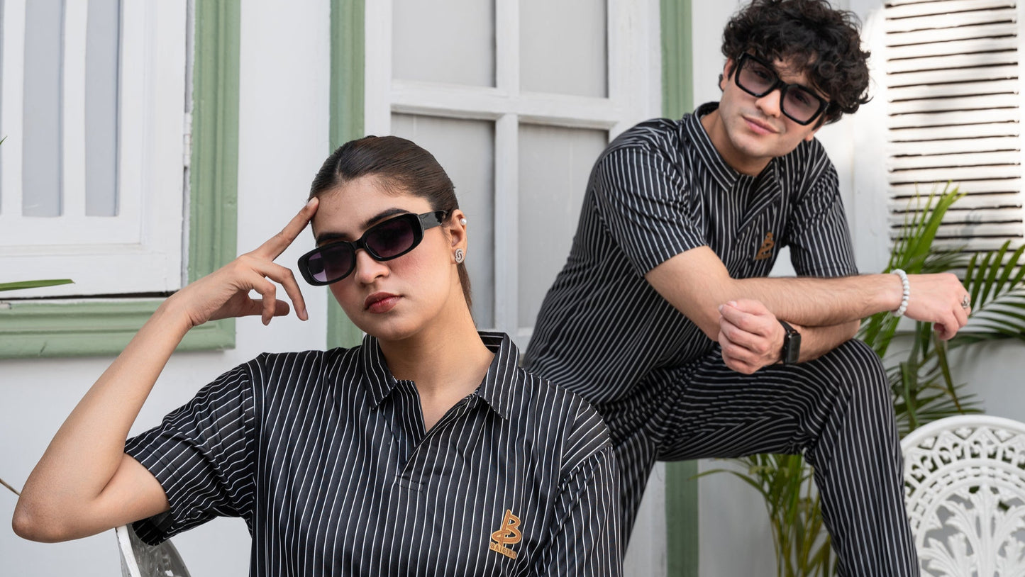 Baigino Black Streak Co-ord Set
