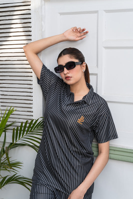 Baigino Black Streak Co-ord Set - F