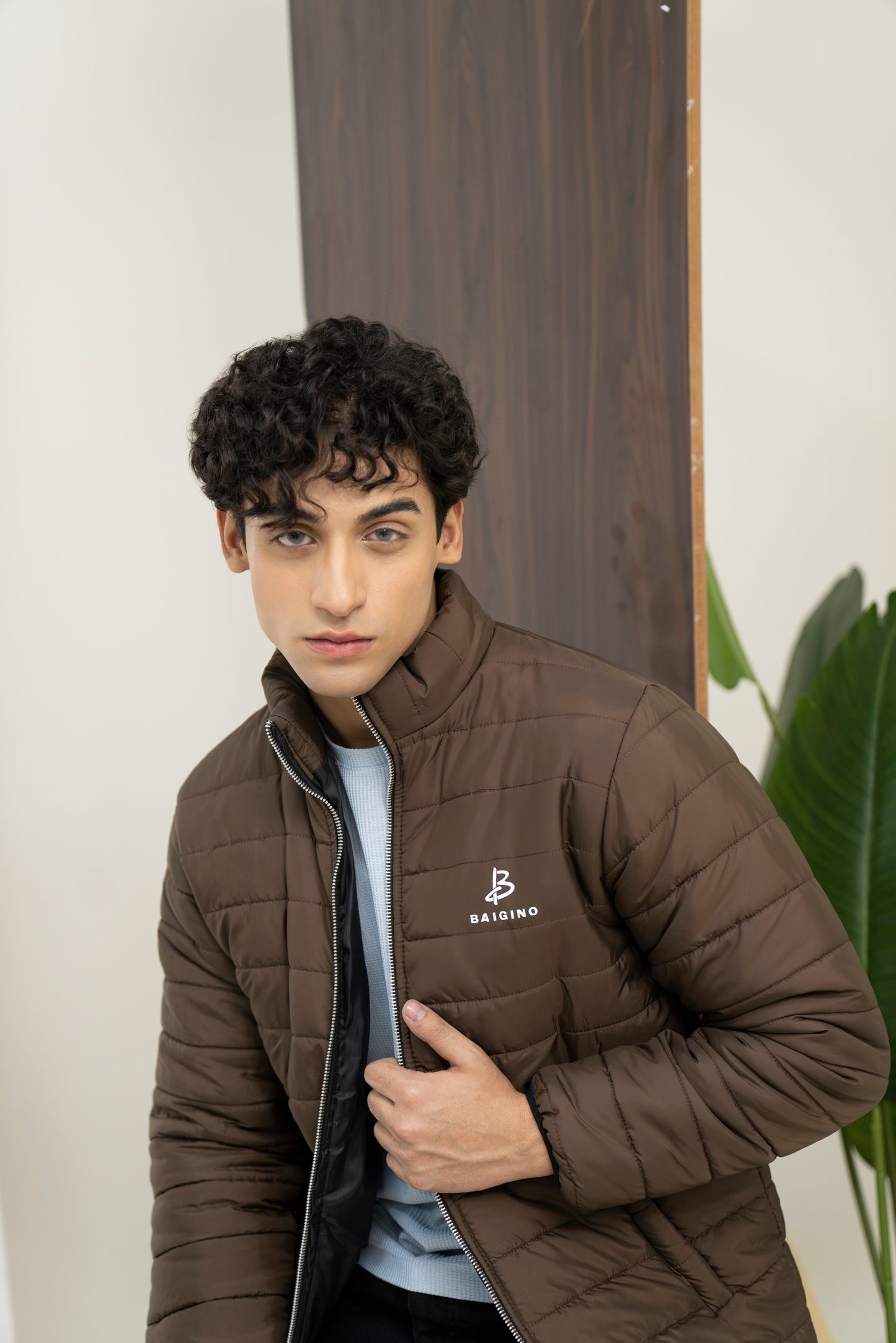 Brown Full Sleeves Puffer Jacket