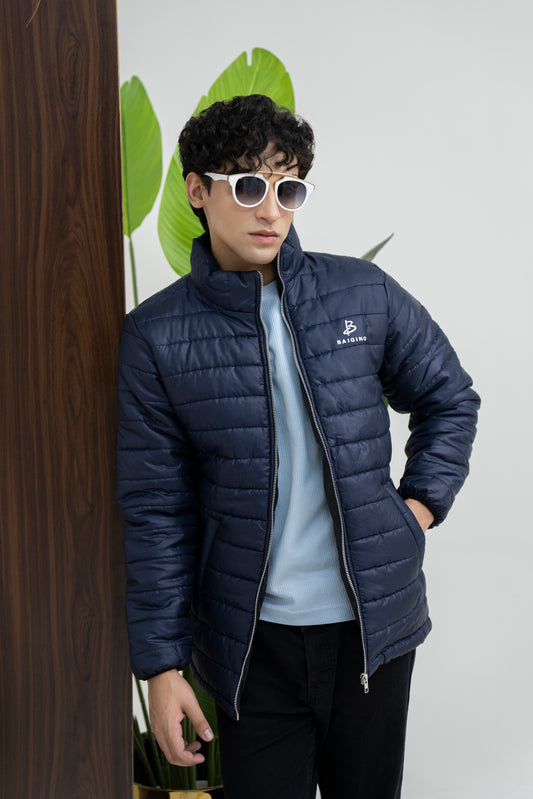 Blue Full Sleeves Puffer Jacket