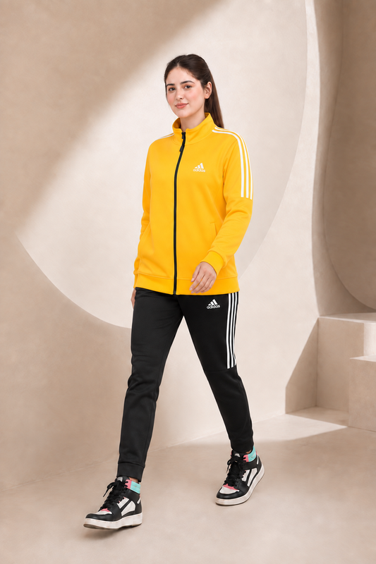 ADI Yellow Full Sleeves Winter Tracksuit - Female — walking view