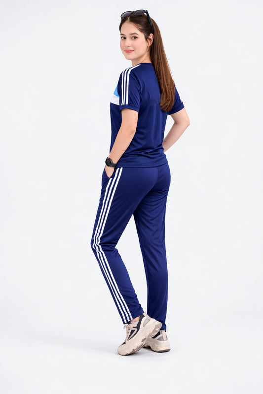 ADI Sky Blue White & Navy Blue Dri-Fit Tracksuit - F