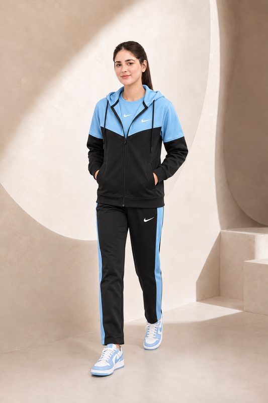 Nik Sky Blue & Black Hooded Winter Tracksuit — female, image 2