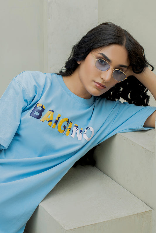 Airy Sky Blue, 100% Cotton Co-ord Set - F