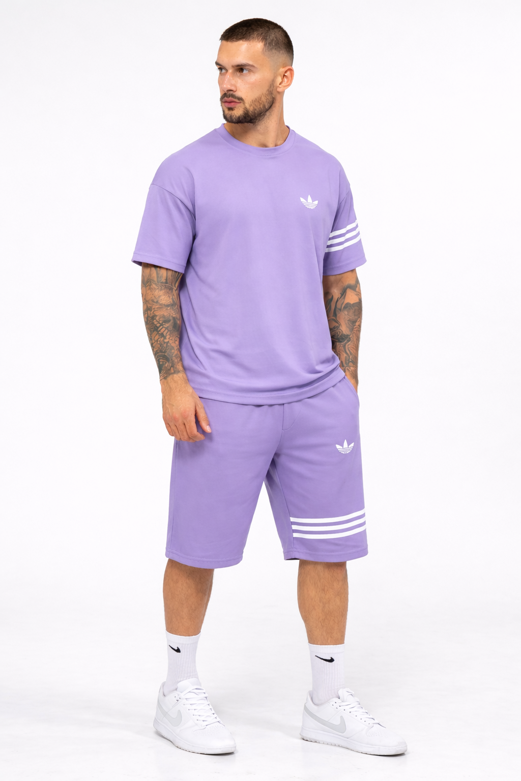 ADI Purple Shorts Dri-Fit Tracksuit