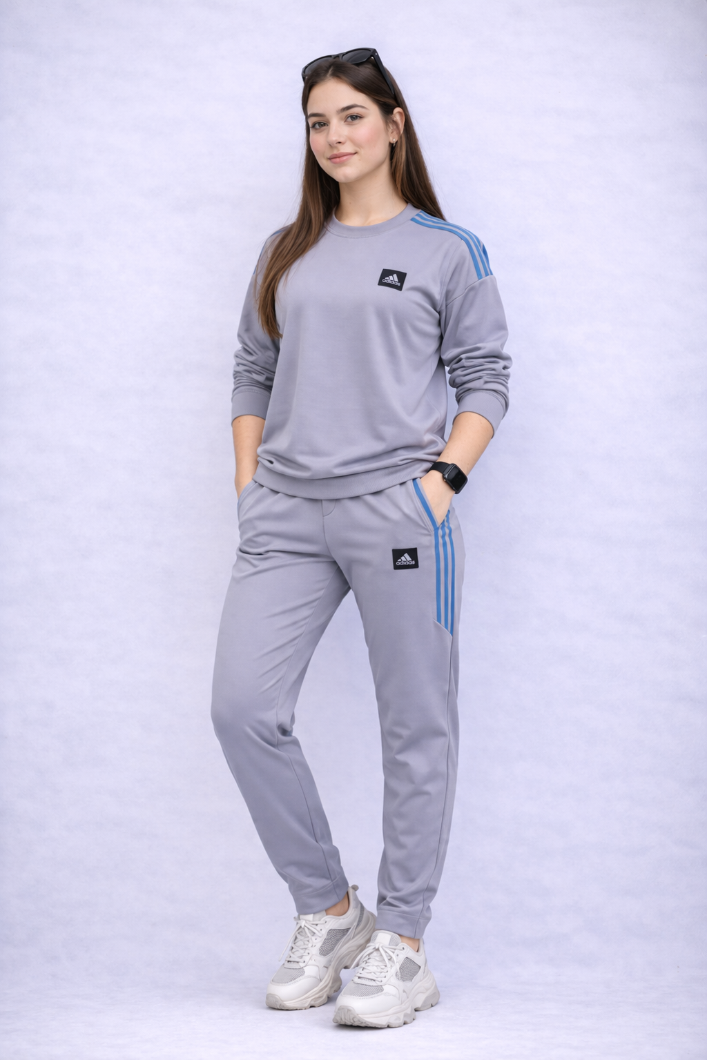 ADI Gray Full Sleeves Ultra Soft Dri-Fit Tracksuit - F