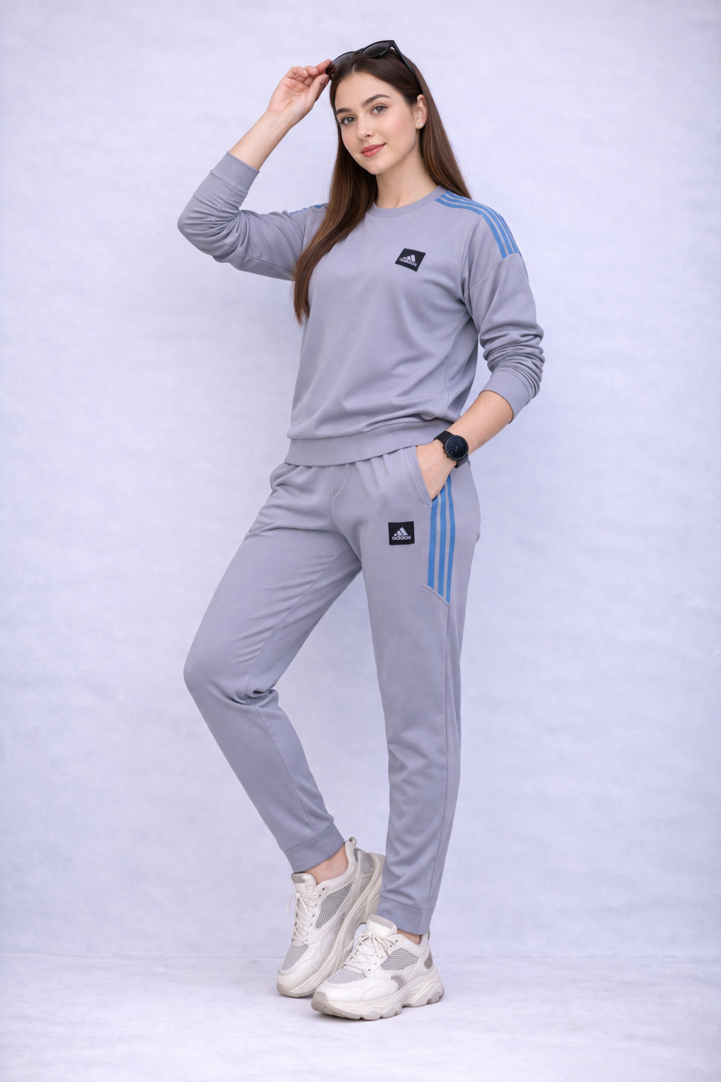 ADI Gray Full Sleeves Ultra Soft Dri-Fit Tracksuit - F