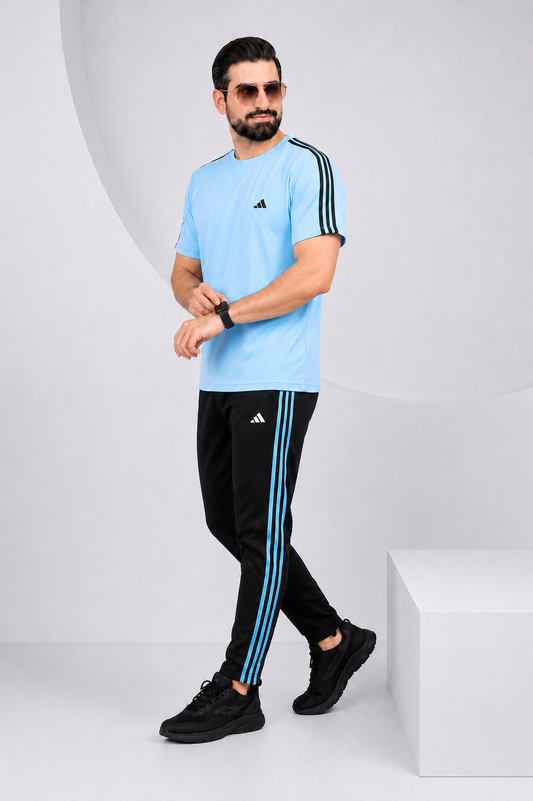 Adi Ice Blue and black Dri-Fit Tracksuit