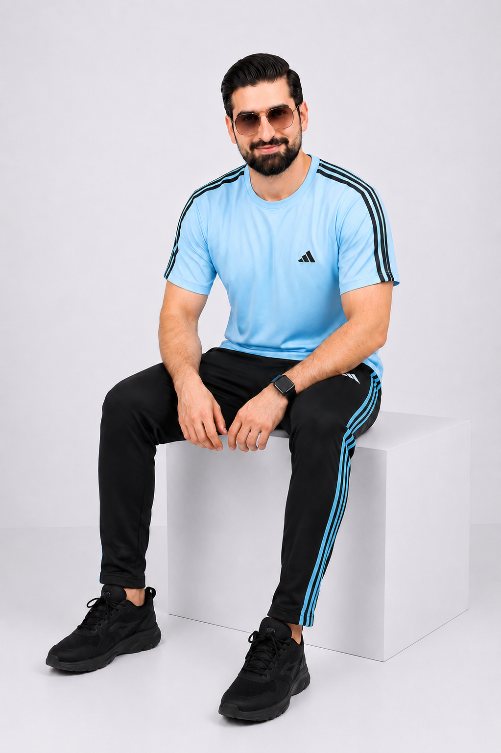 Adi Ice Blue and black Dri-Fit Tracksuit