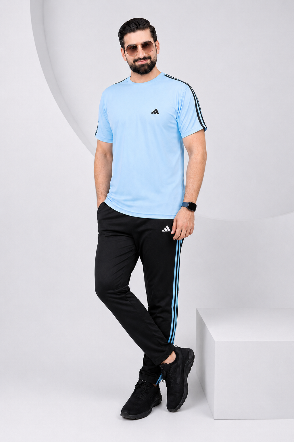 Adi Ice Blue and black Dri-Fit Tracksuit