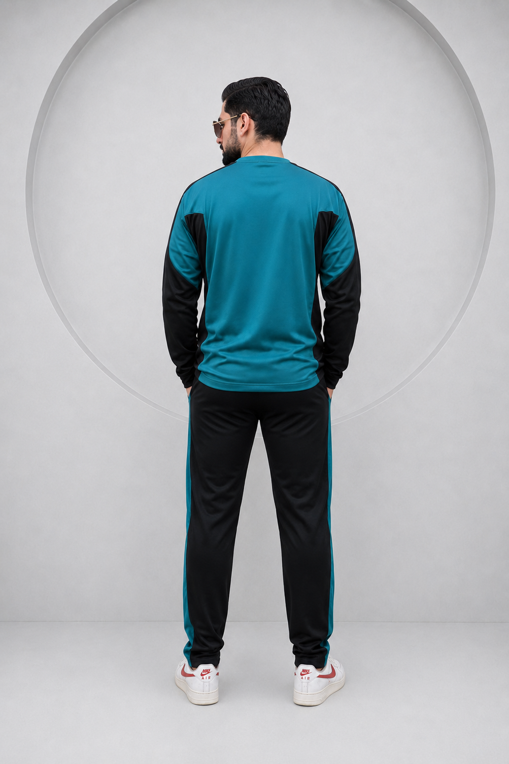 Nik Teal and Black Full Sleeves Dri-Fit Tracksuit