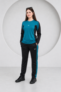Nik Teal and Black Full Sleeves Ultra Soft Dri-Fit Tracksuit - F