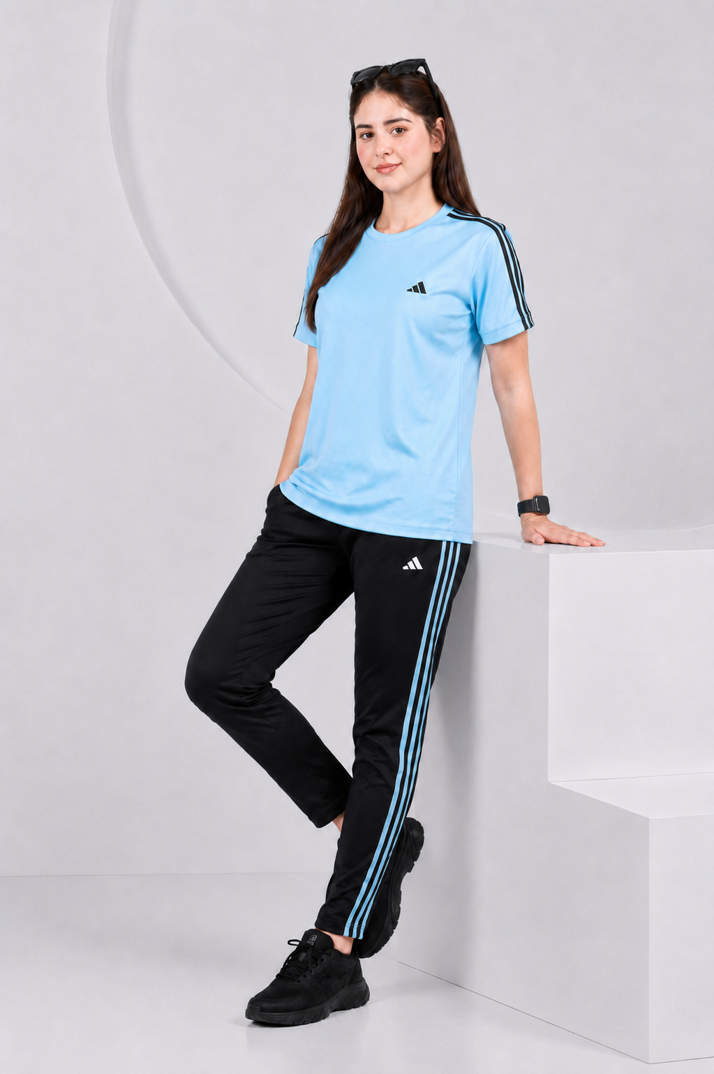 Adi Ice Blue and black Dri-Fit Tracksuit - F