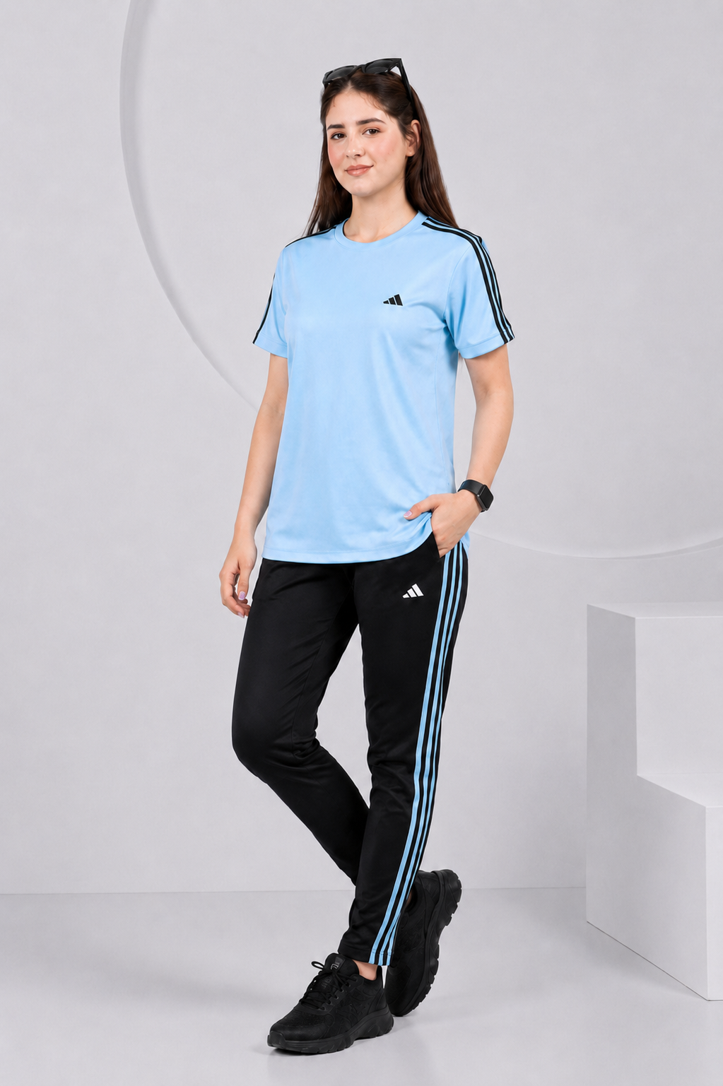 Adi Ice Blue and black Dri-Fit Tracksuit - F
