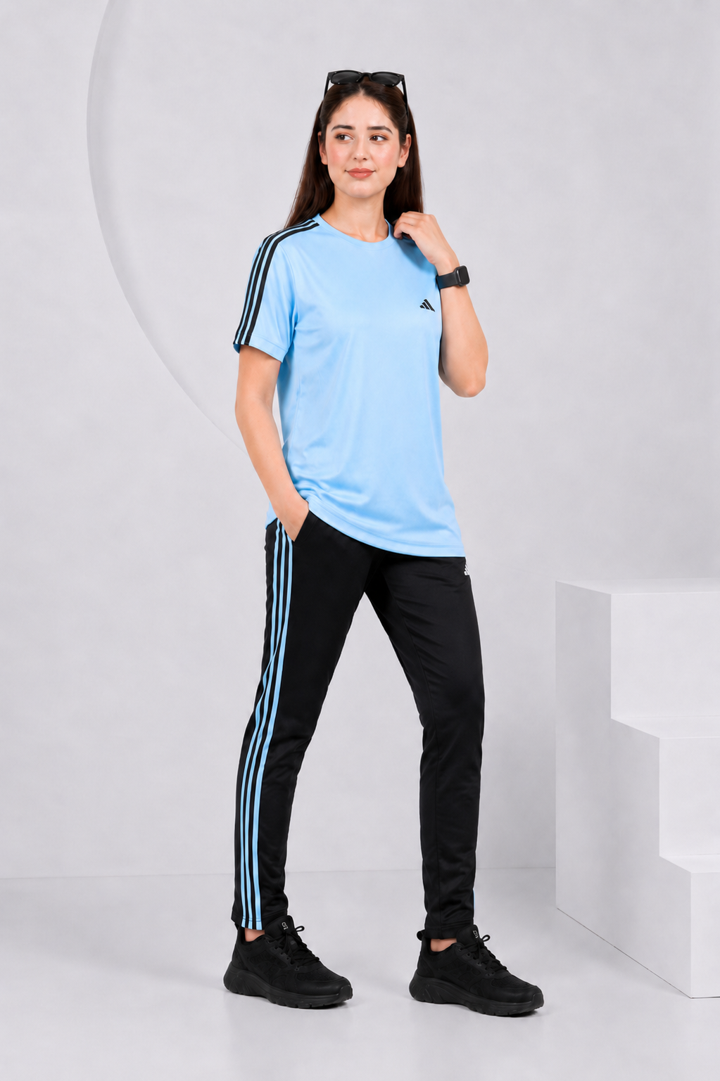 Adi Ice Blue and black Dri-Fit Tracksuit - F