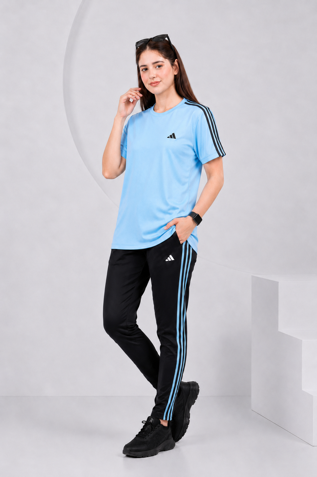 Adi Ice Blue and black Dri-Fit Tracksuit - F