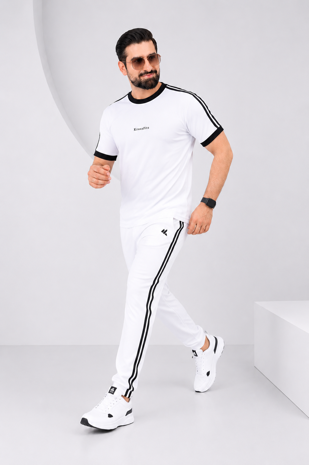 KF White with Black stripes Ultra Soft Dri-Fit Tracksuit