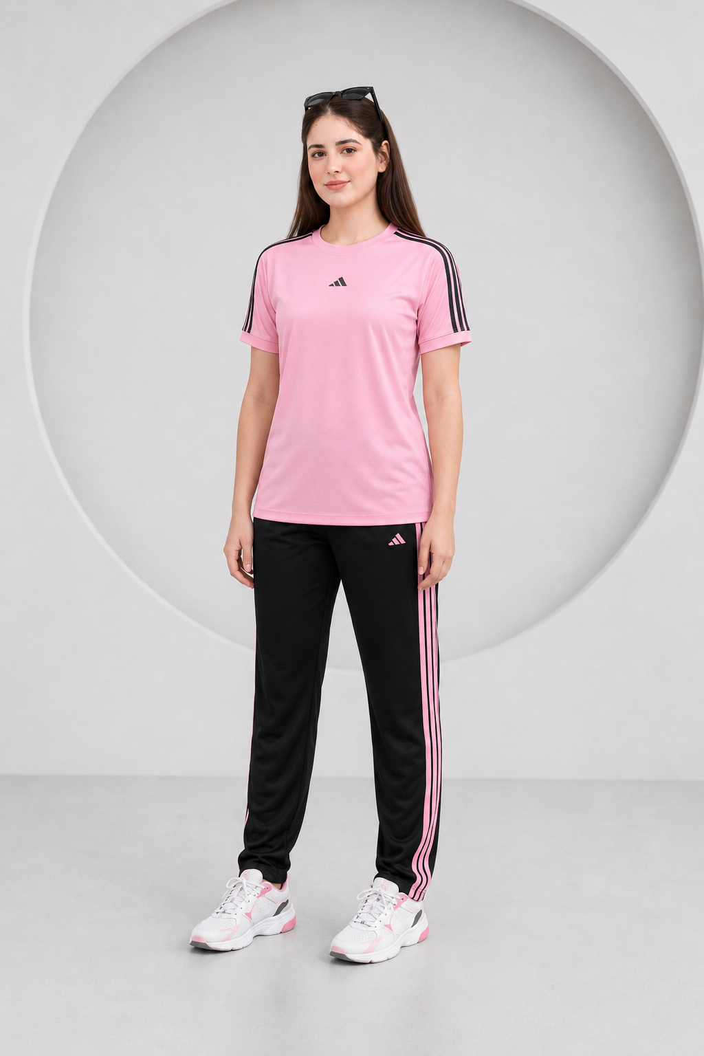 Adi Pink and Black Ultra Soft Dri-Fit Tracksuit - F