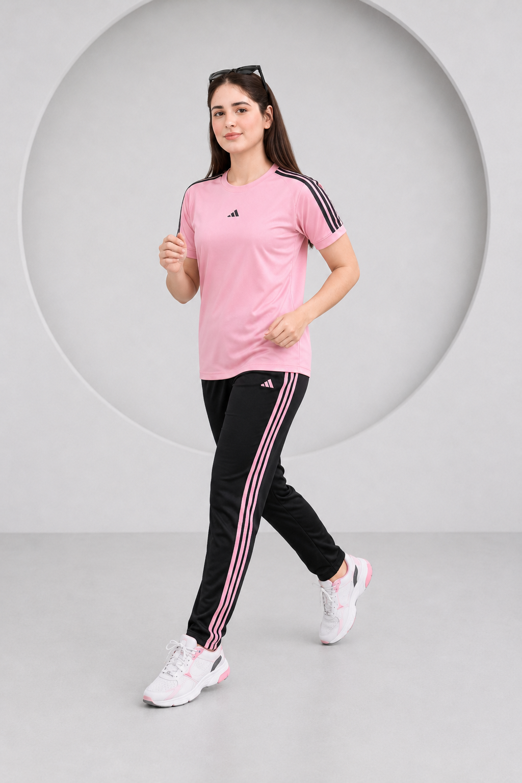 Adi Pink and Black Ultra Soft Dri-Fit Tracksuit - F