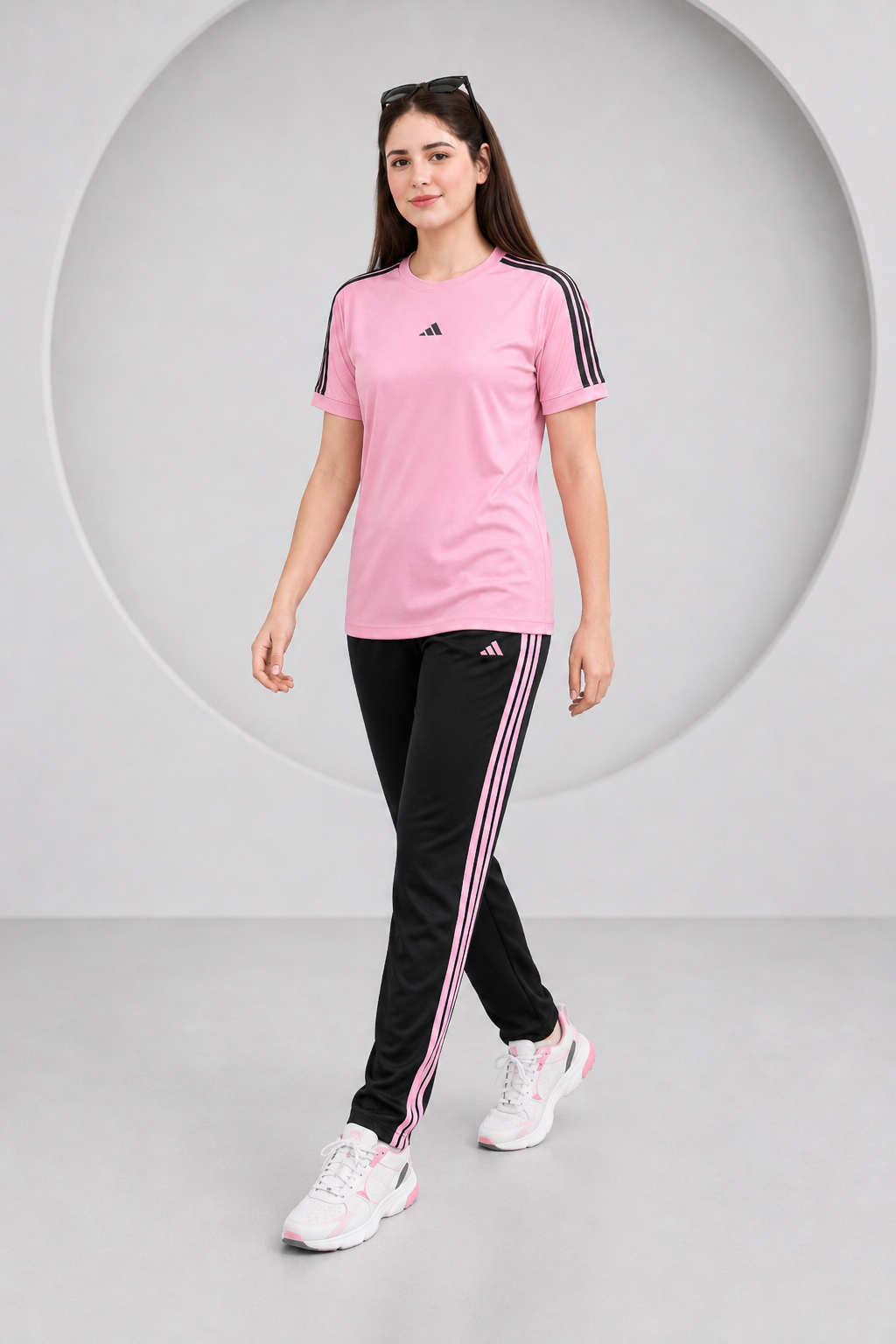 Adi Pink and Black Ultra Soft Dri-Fit Tracksuit - F