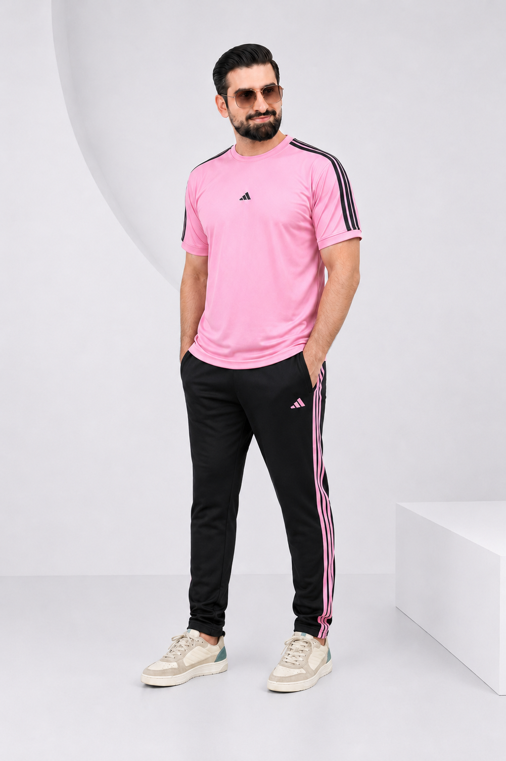 Adi Pink and Black Ultra Soft Dri-Fit Tracksuit