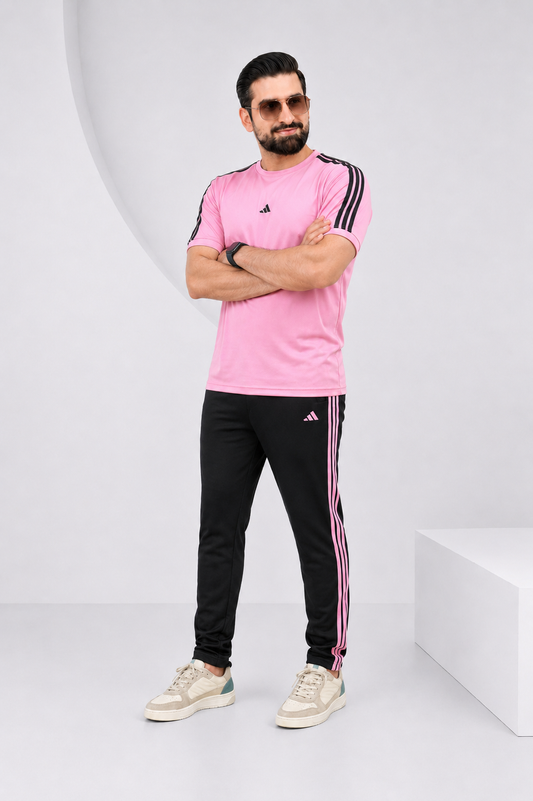 Adi Pink and Black Ultra Soft Dri-Fit Tracksuit