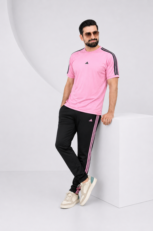 Adi Pink and Black Ultra Soft Dri-Fit Tracksuit