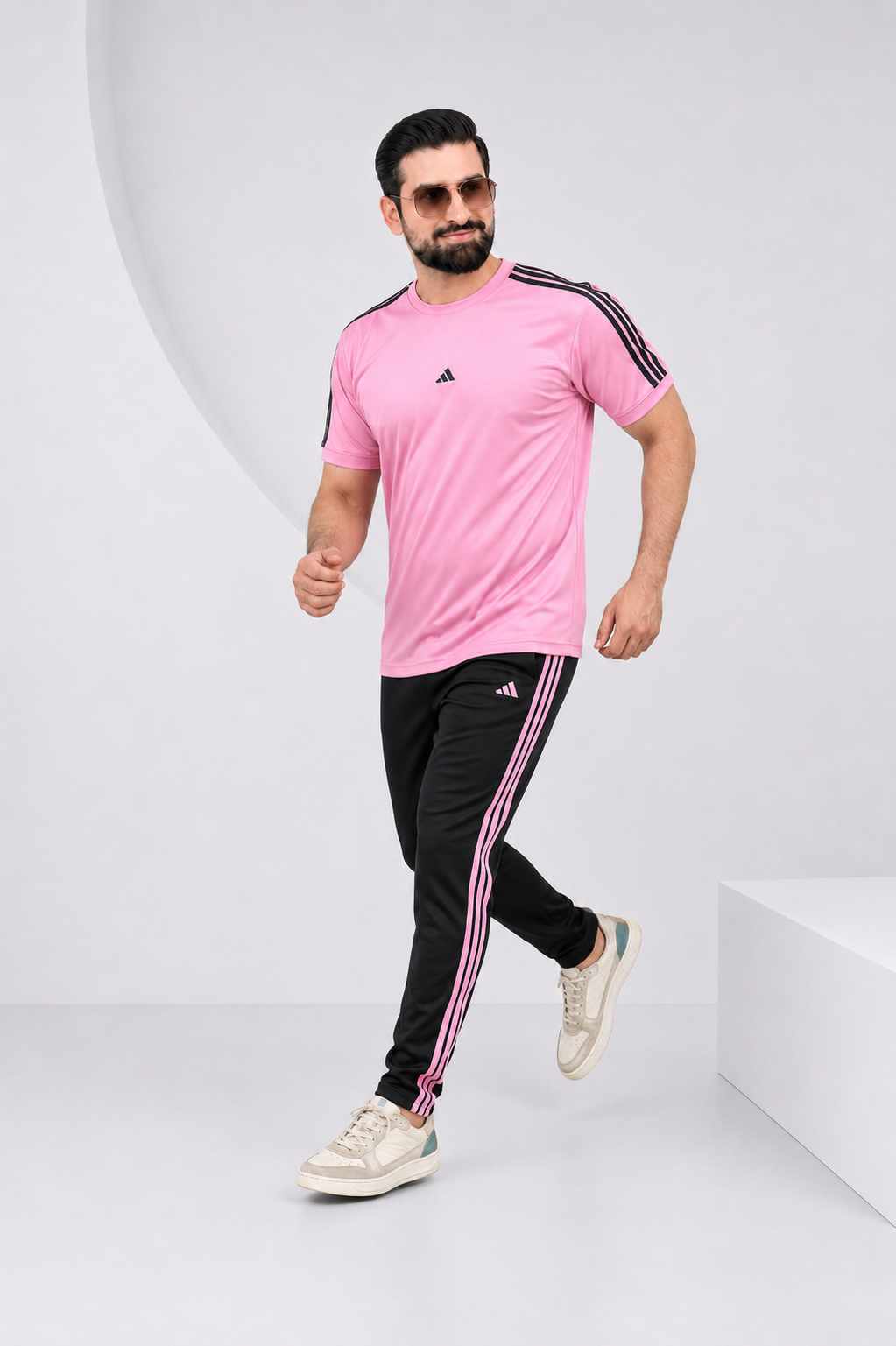 Adi Pink and Black Ultra Soft Dri-Fit Tracksuit