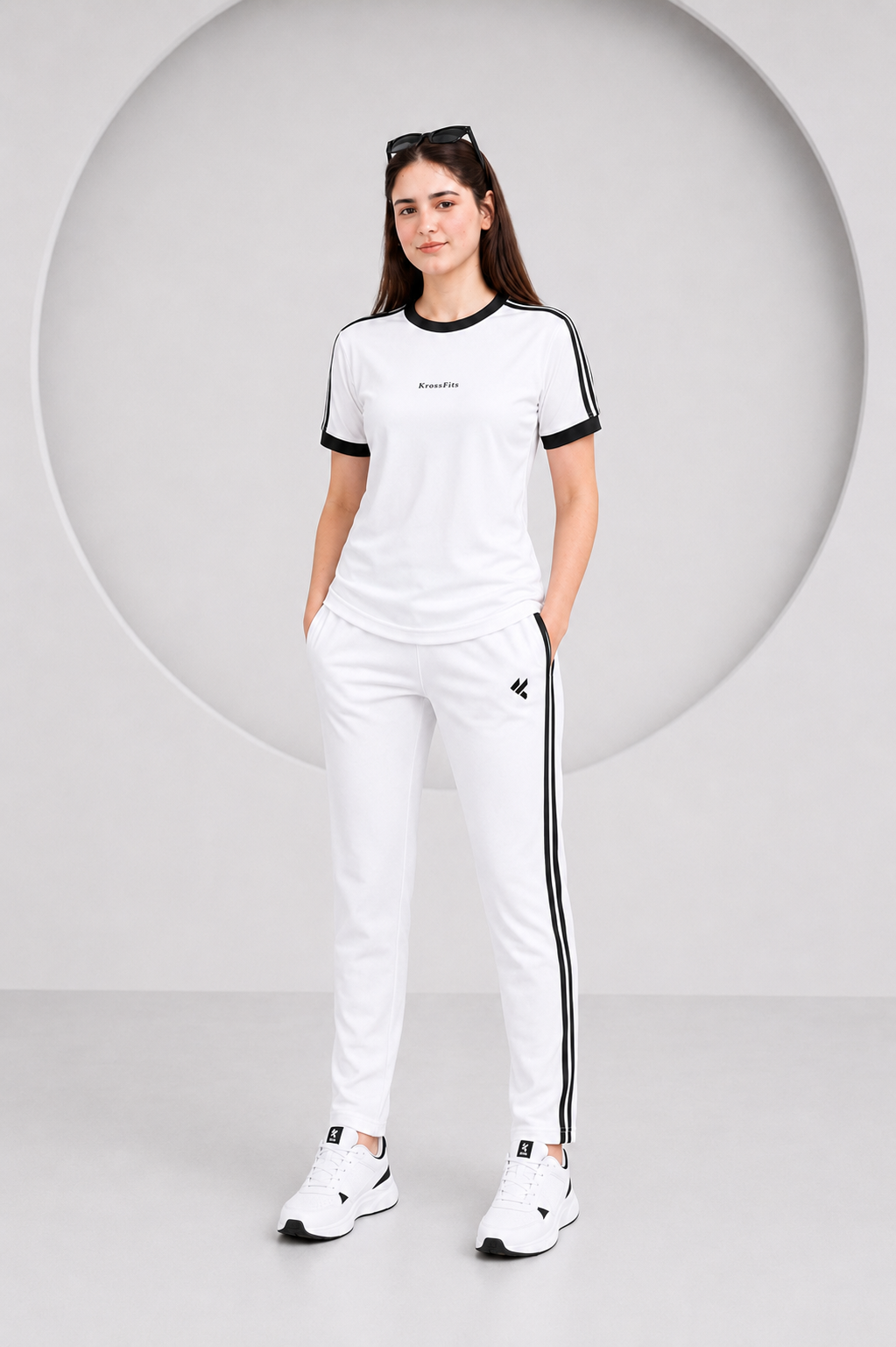 KF White with Black stripes Ultra Soft Dri-Fit Tracksuit - F