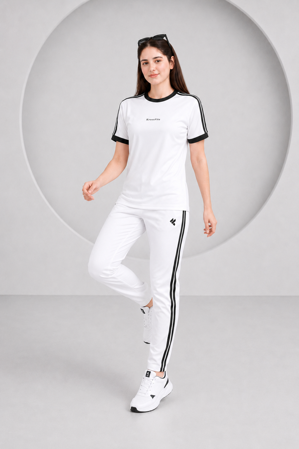 KF White with Black stripes Ultra Soft Dri-Fit Tracksuit - F