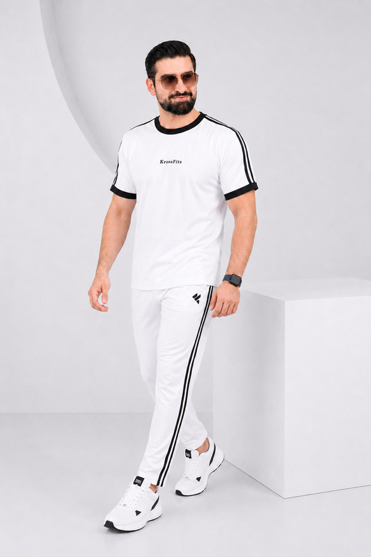KF White with Black stripes Ultra Soft Dri-Fit Tracksuit