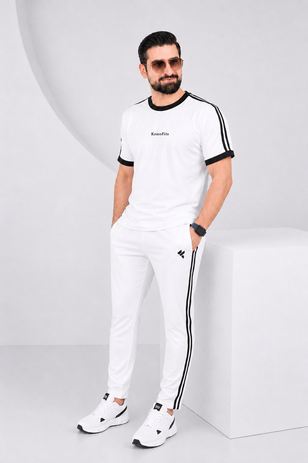 KF White with Black stripes Ultra Soft Dri-Fit Tracksuit