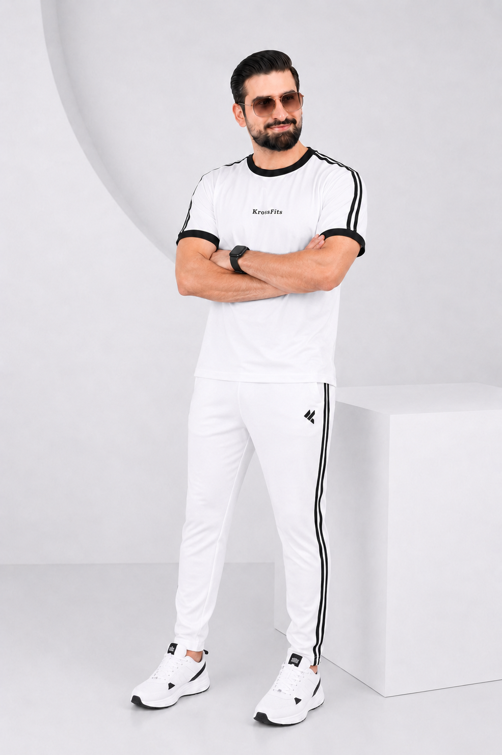 KF White with Black stripes Ultra Soft Dri-Fit Tracksuit