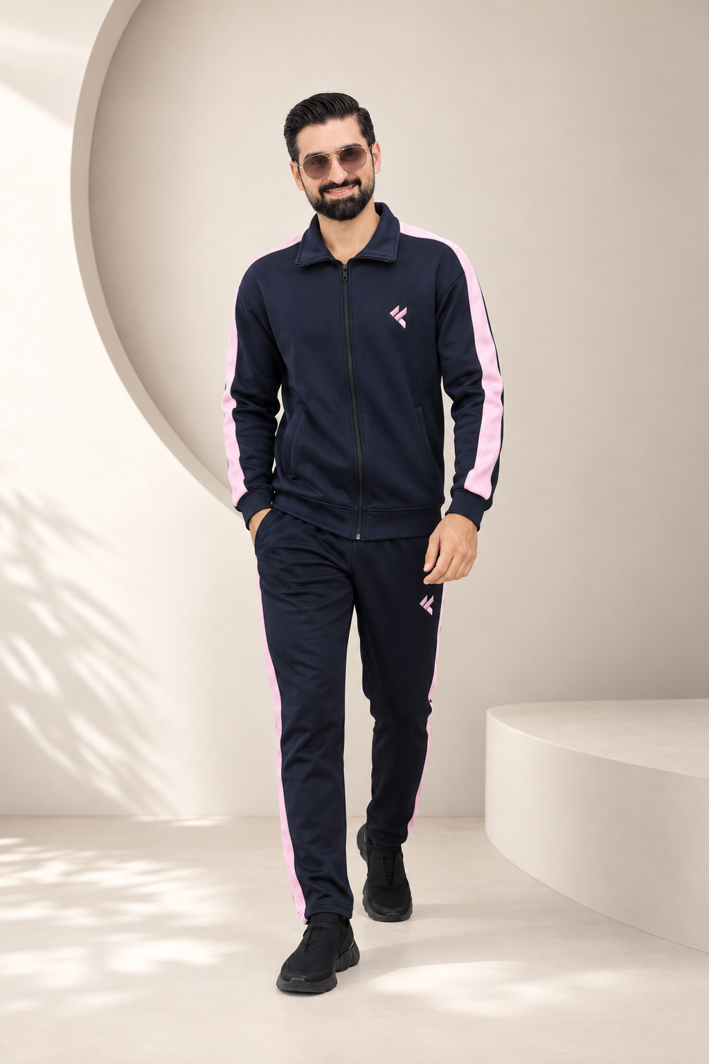 KF Blue & Pink Full Sleeves Winter Tracksuit