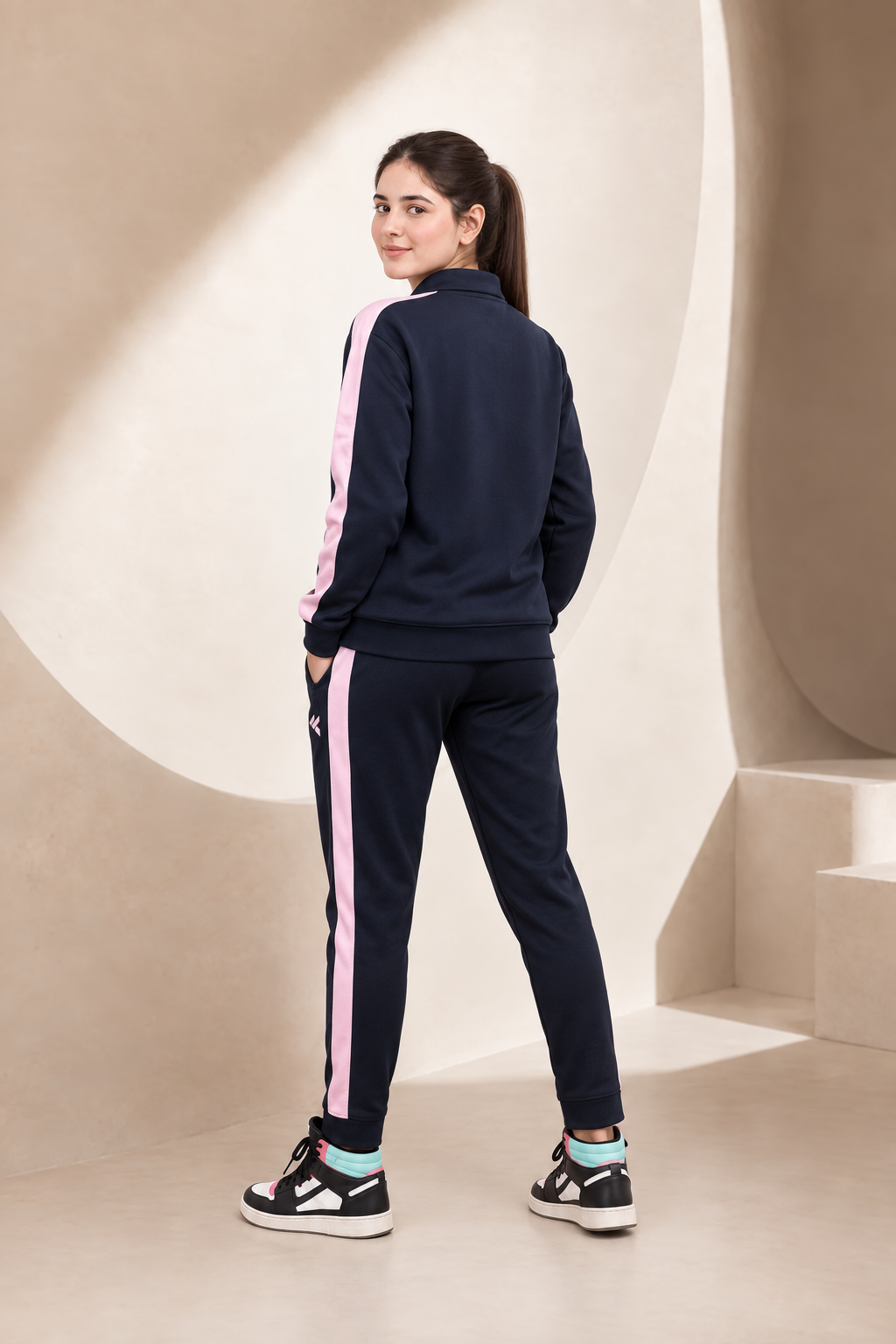 KF Blue & Pink Full Sleeves Winter Tracksuit - F