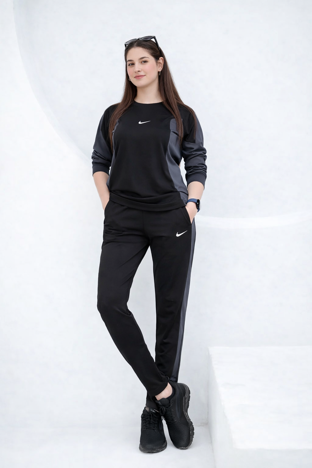 NIK Black & Gray Full Sleeves Dri-Fit Tracksuit - F