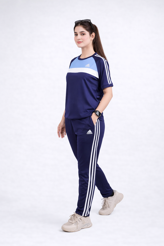 ADI Sky Blue White & Navy Blue Dri-Fit Tracksuit - F
