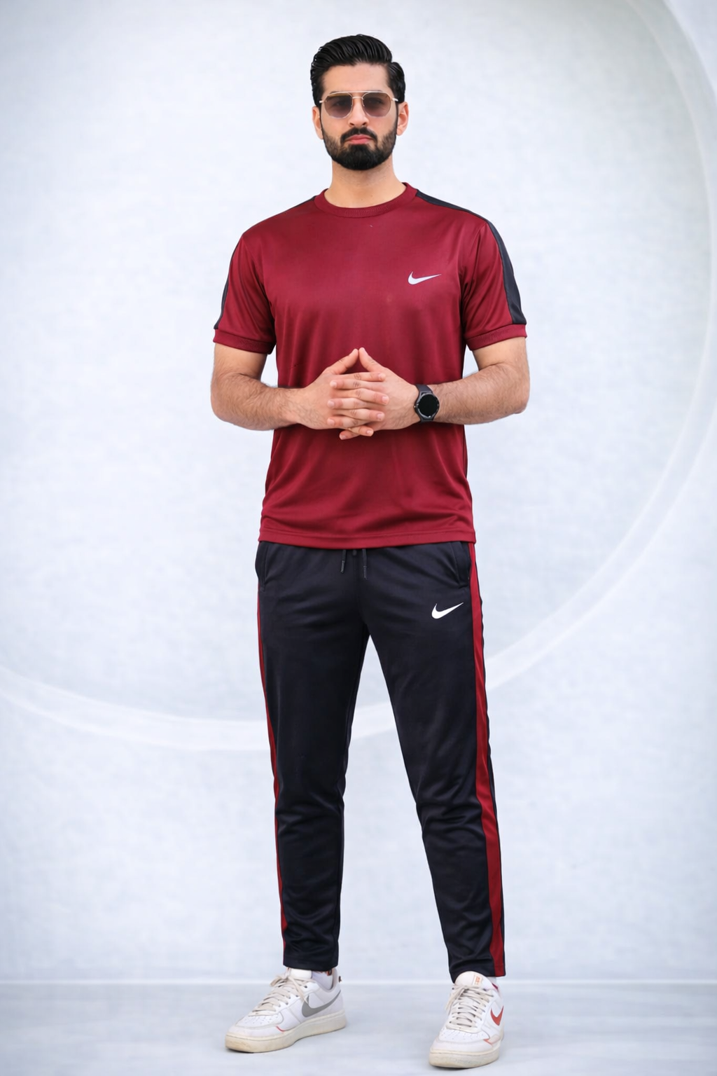 Nik Maroon & Black Dri-Fit Tracksuit